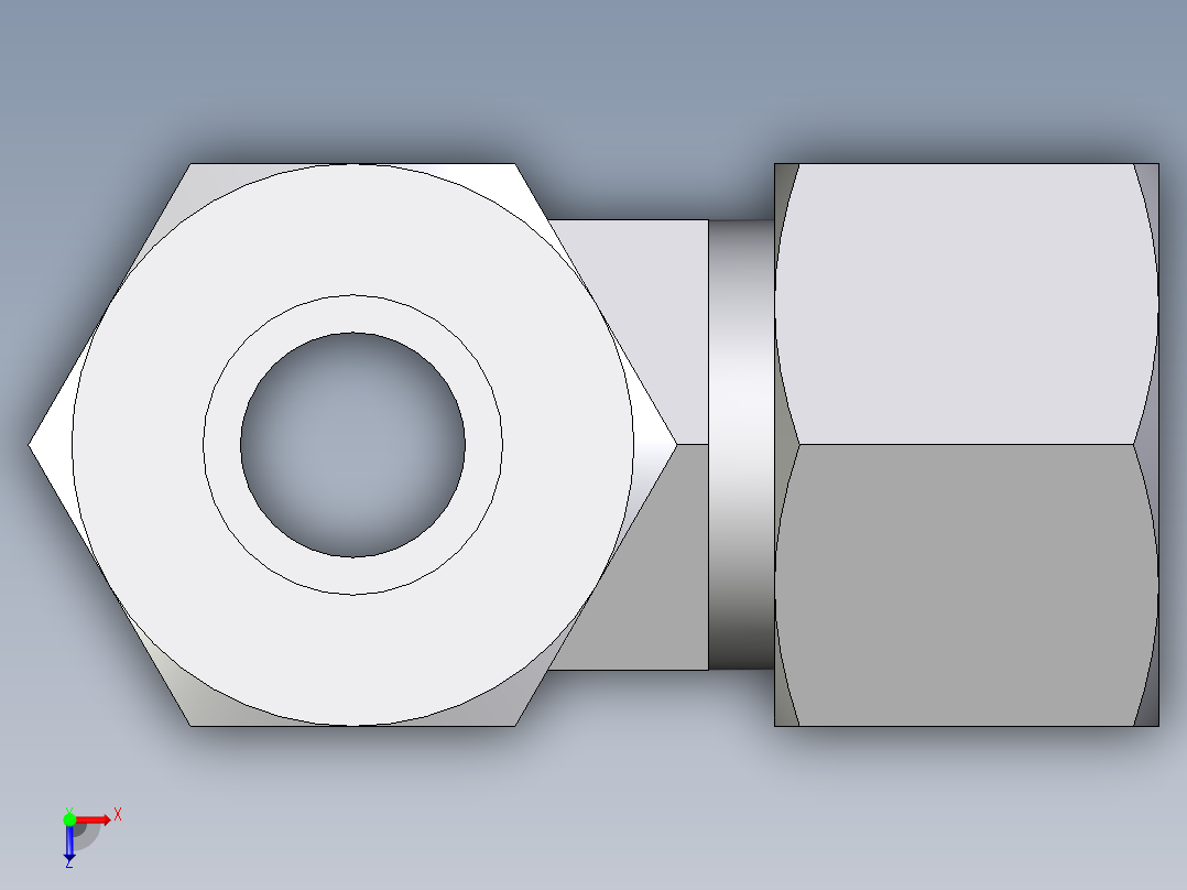 卡套式工业通用硬管接头EO_Swivel_nut_run_tee_EL16S71俯视图