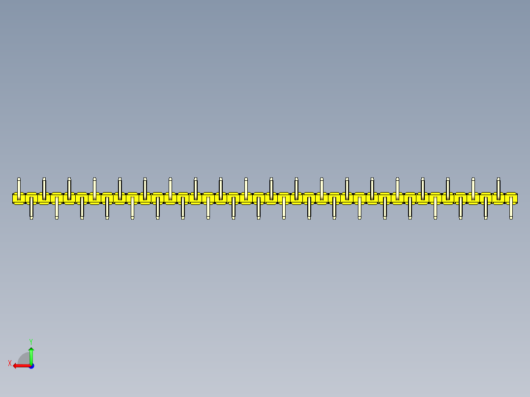 彩色公排针 100mil 2.54mm 系列-DS1022_yellow_40p_100mil_Type_SMT_R2_rev1.0后视图