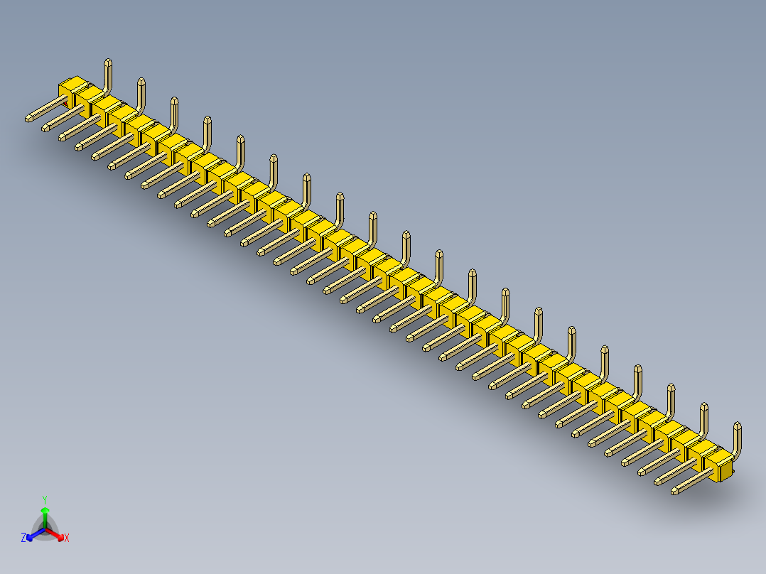 彩色公排针 100mil 2.54mm 系列-DS1022_yellow_40p_100mil_Type_SMT_R2_rev1.0正等轴测图