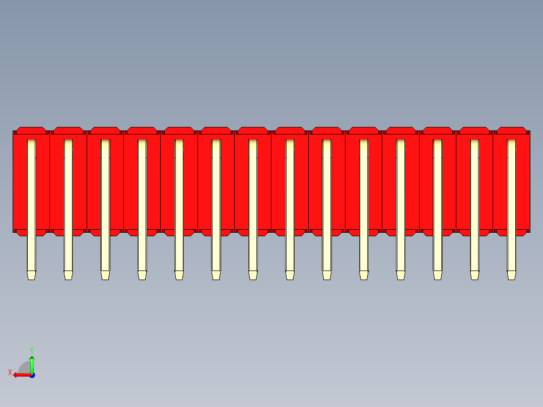 彩色公排针 100mil 2.54mm 系列-DS1022_red_3x14p_100mil_TypeD_rev1.0后视图