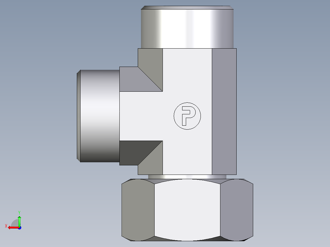 卡套式工业通用硬管接头EO_Swivel_nut_run_tee_EL18LOMDCF后视图
