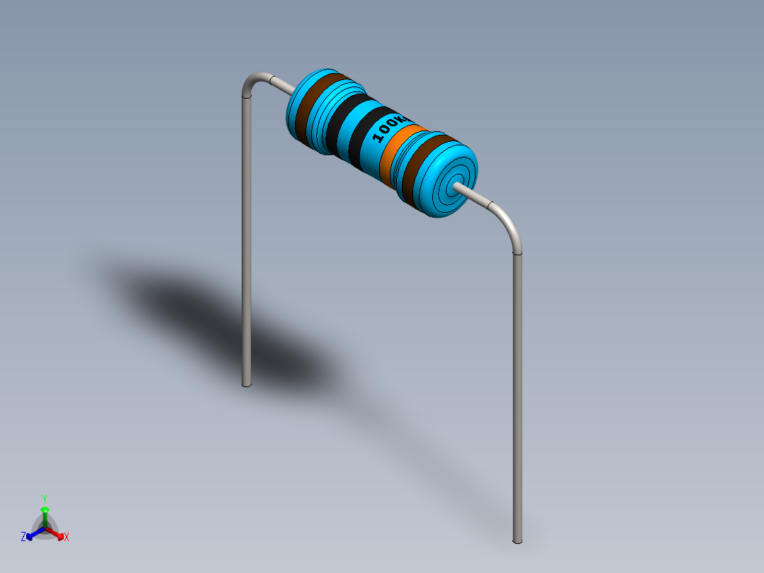 电容器 二极管 电阻器-Resistor 100K Ohm 1 Watt正等轴测图
