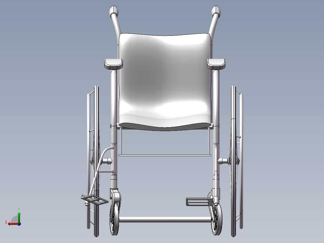 轮椅3D模后视图