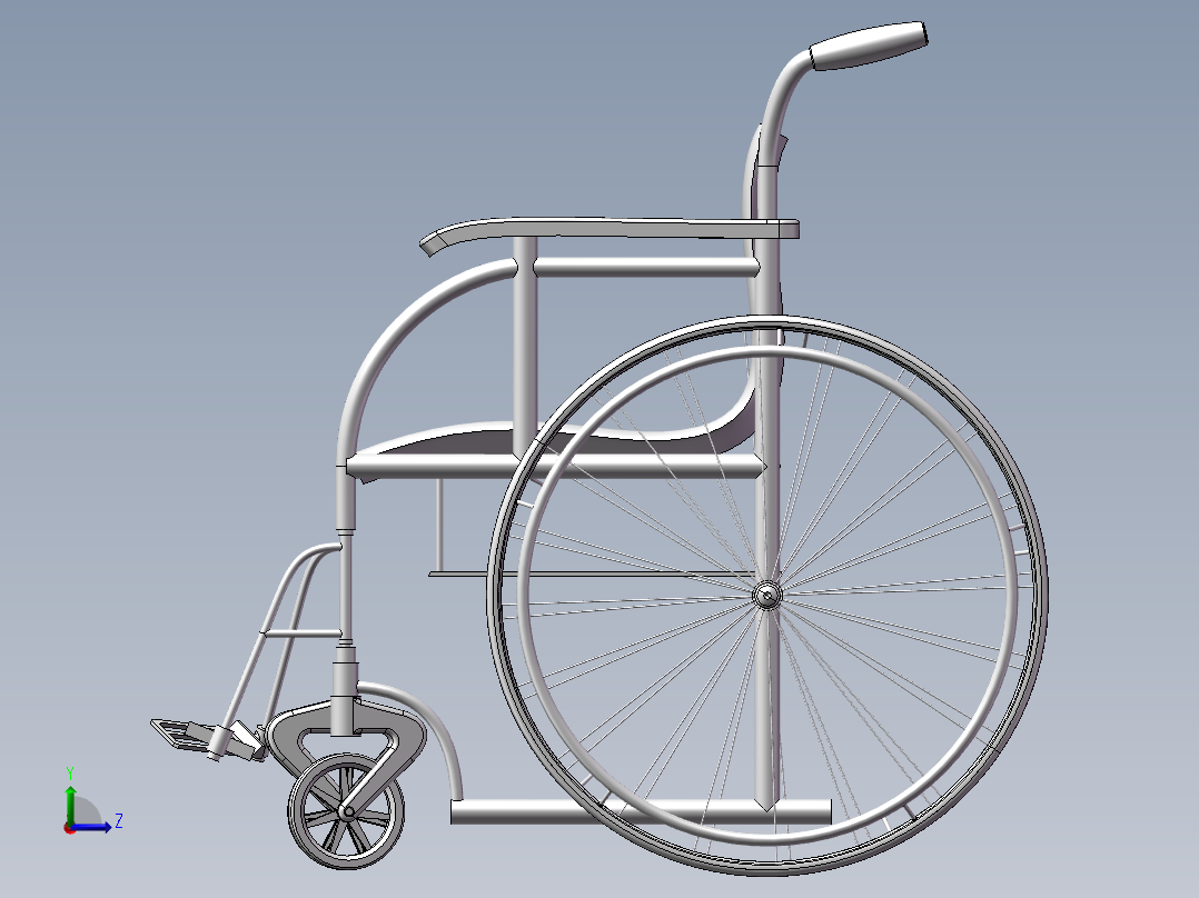 轮椅3D模左视图