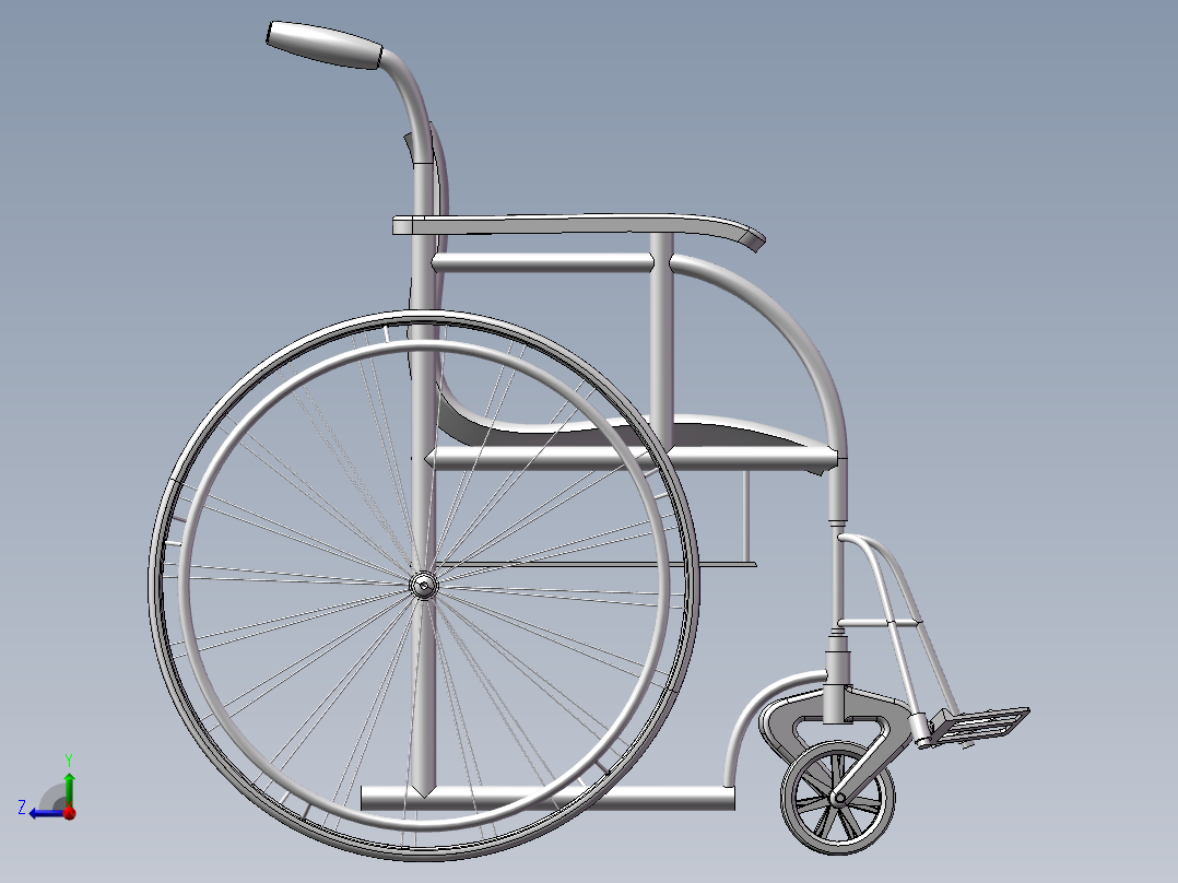 轮椅3D模右视图
