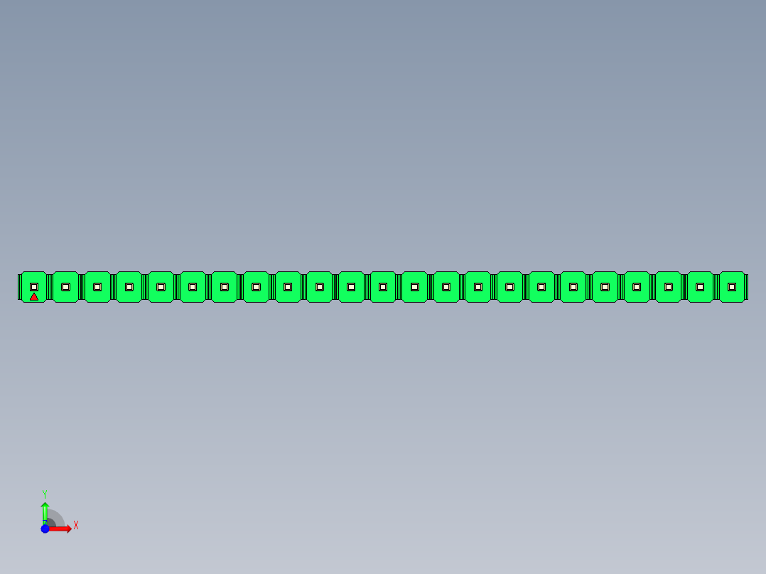 彩色公头100mil（2.54mm）系列-DS1021_green_1x23p_100mil_Type43_rev1.0前视图