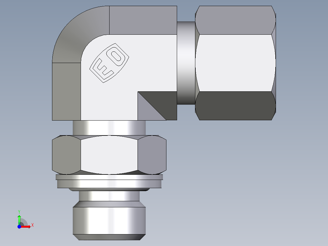 卡套式工业通用硬管接头EO_Adjustable_Locknut_elbow_WEE10LMCF前视图