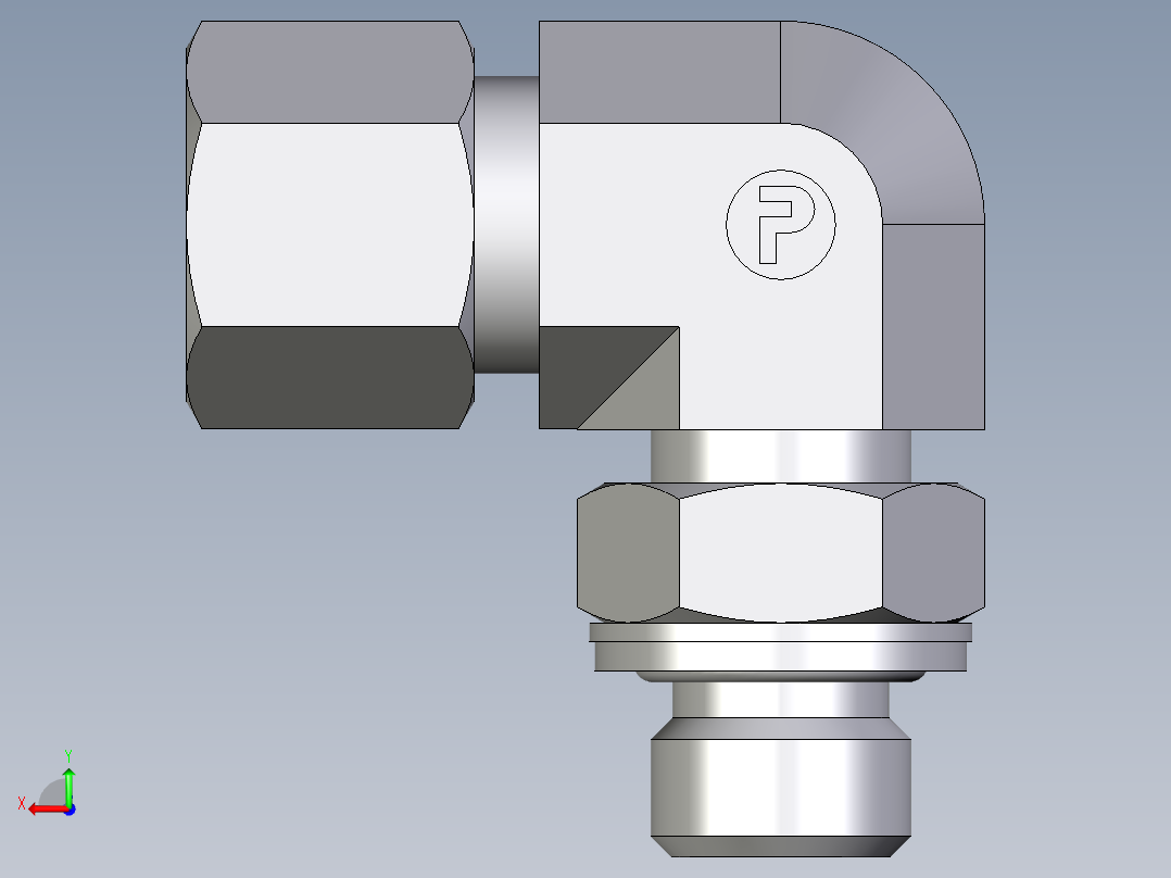 卡套式工业通用硬管接头EO_Adjustable_Locknut_elbow_WEE10LMCF后视图