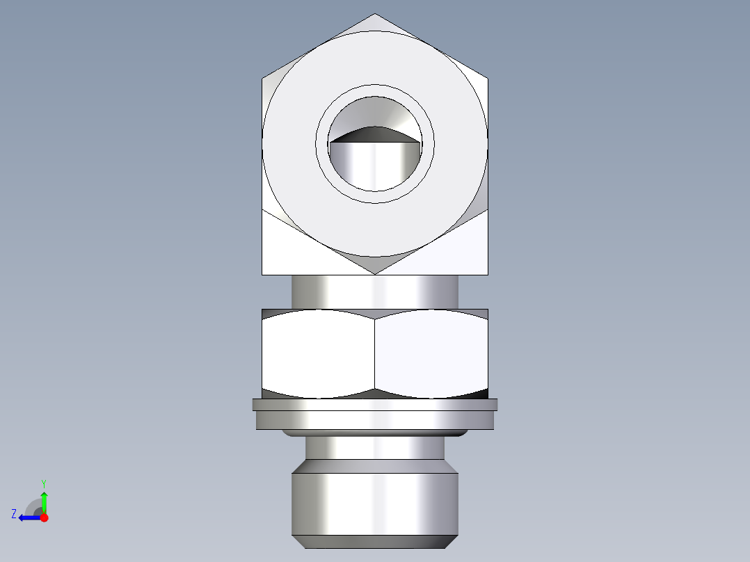 卡套式工业通用硬管接头EO_Adjustable_Locknut_elbow_WEE10LMCF右视图