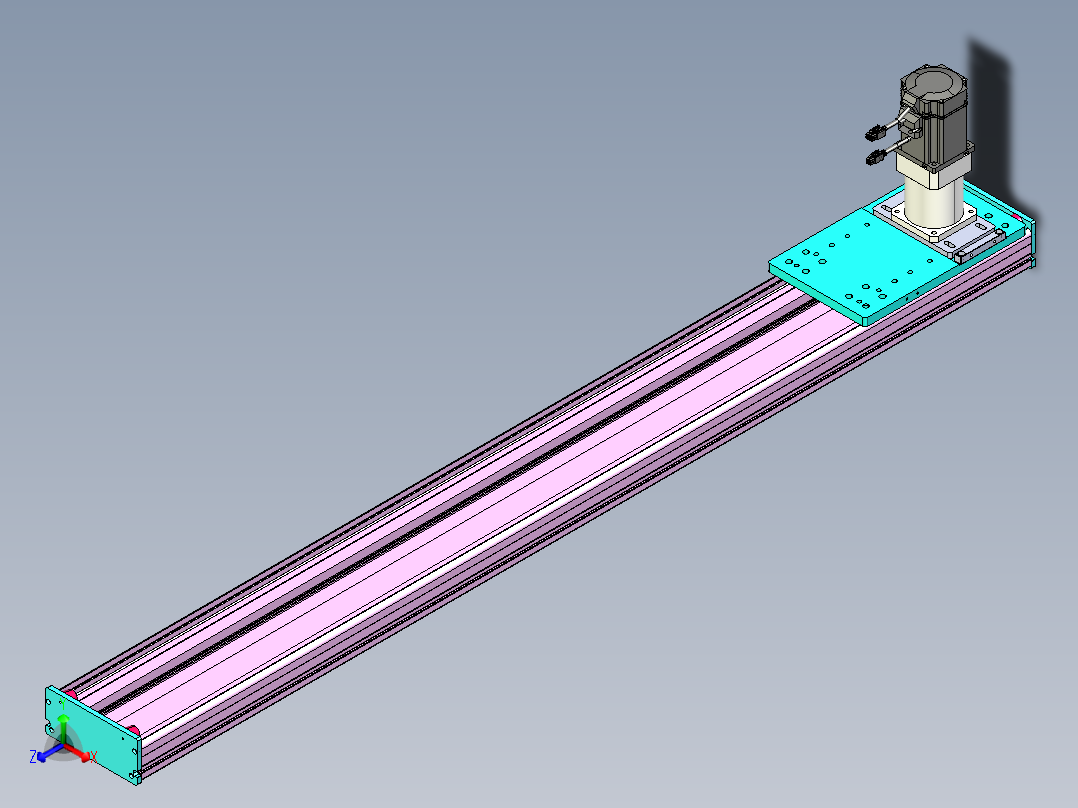 东锦齿条传动DH175G-L167-S1350-BU-减速机+750W正等轴测图