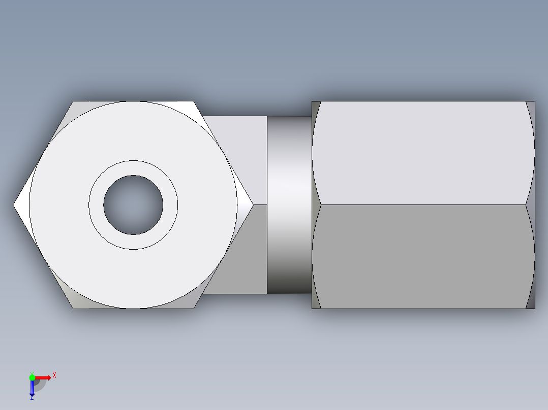 卡套式工业通用硬管接头EO_Swivel_nut_run_tee_EL06L71俯视图