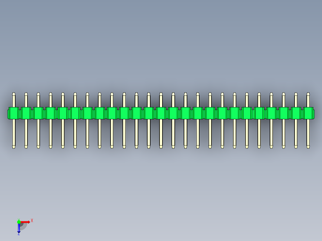 彩色公头100mil（2.54mm）系列-DS1021_green_1x25p_100mil_Type1_rev1.0俯视图