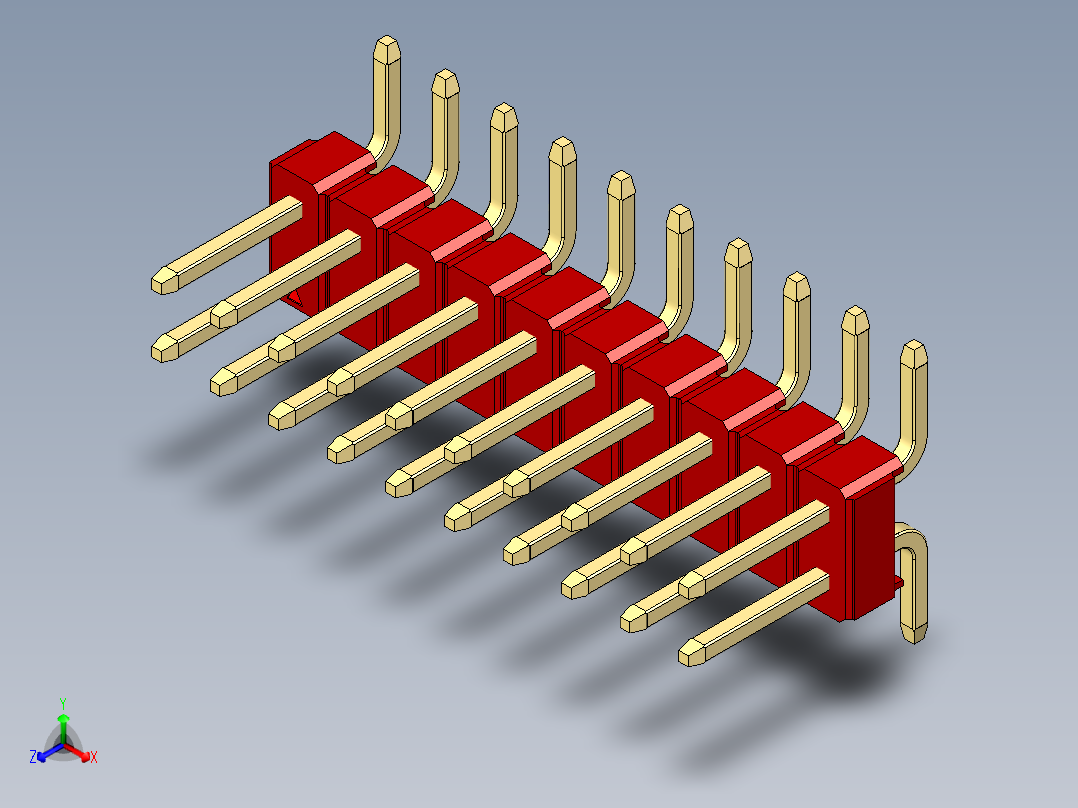 彩色公排针 100mil 2.54mm 系列-DS1022_red_20p_100mil_TypeSMT_rev1.0