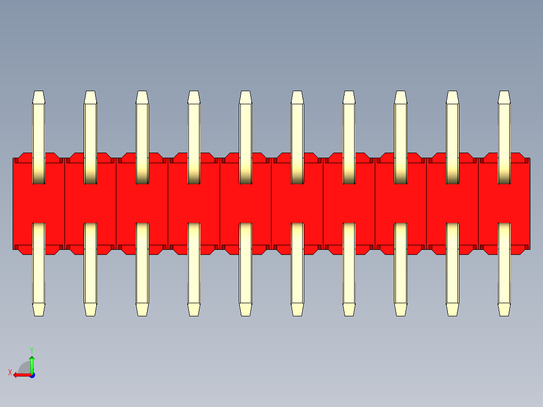 彩色公排针 100mil 2.54mm 系列-DS1022_red_20p_100mil_TypeSMT_rev1.0后视图