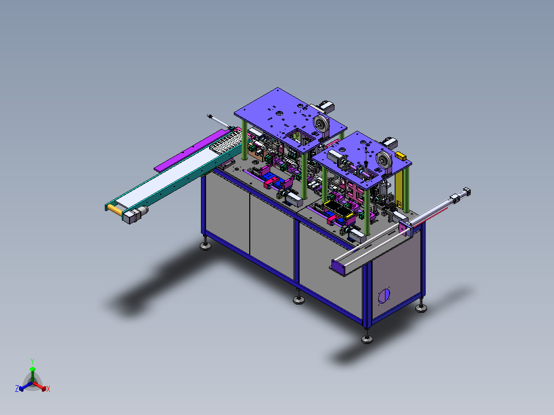 大铝件双面贴片机sw18可编辑正等轴测图