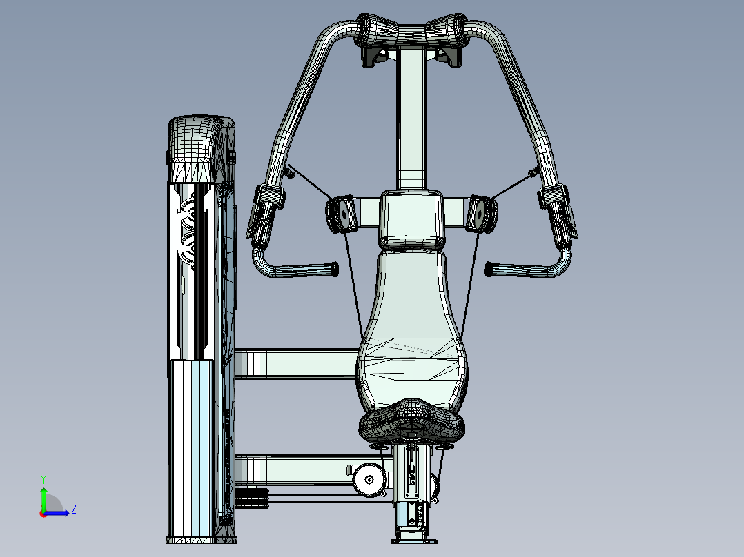 直臂夹胸健身器左视图