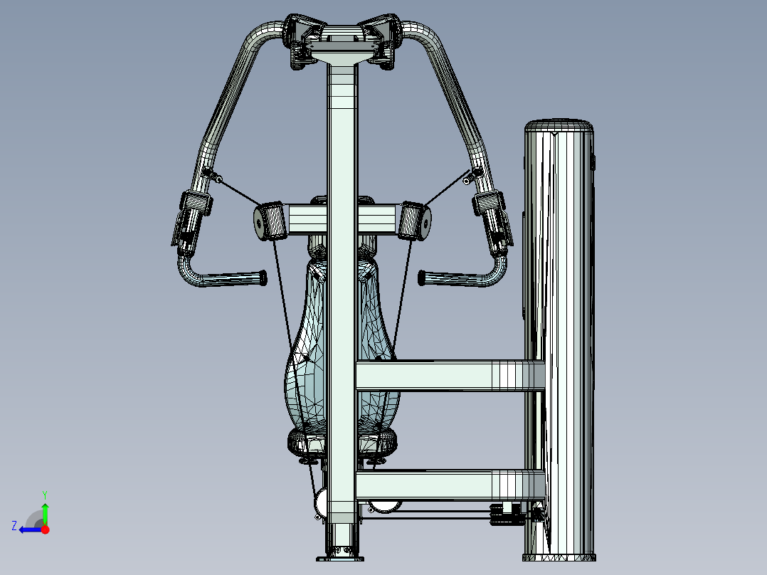 直臂夹胸健身器右视图