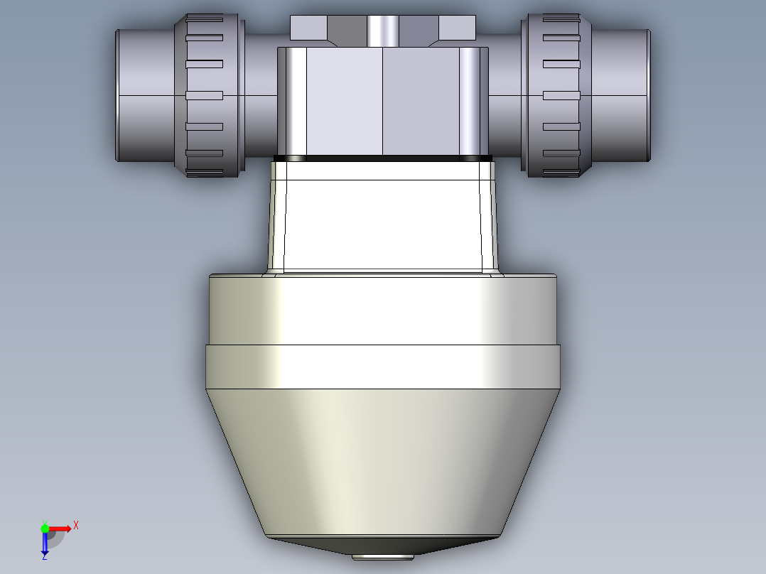 7DKMUAVCP NC 气动隔膜阀，常闭，与溶剂焊接女性联盟结束，ASTM PVC-U系列俯视图