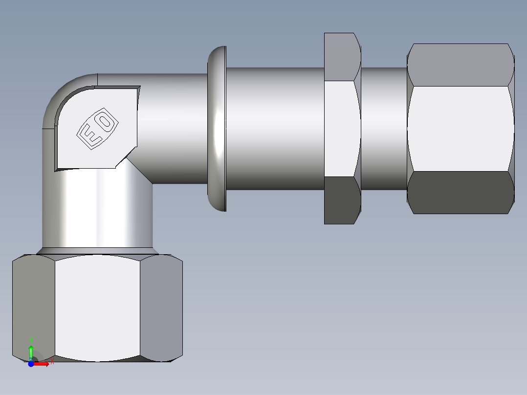 卡套式工业通用硬管接头EO_Bulkhead_elbow_WSV12ZS71前视图
