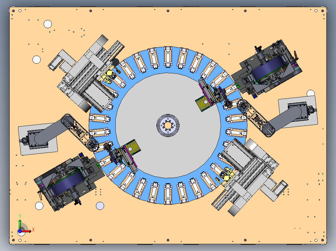 半自动转盘式压力传感器组装贴膜点胶一体机sw20可编辑前视图