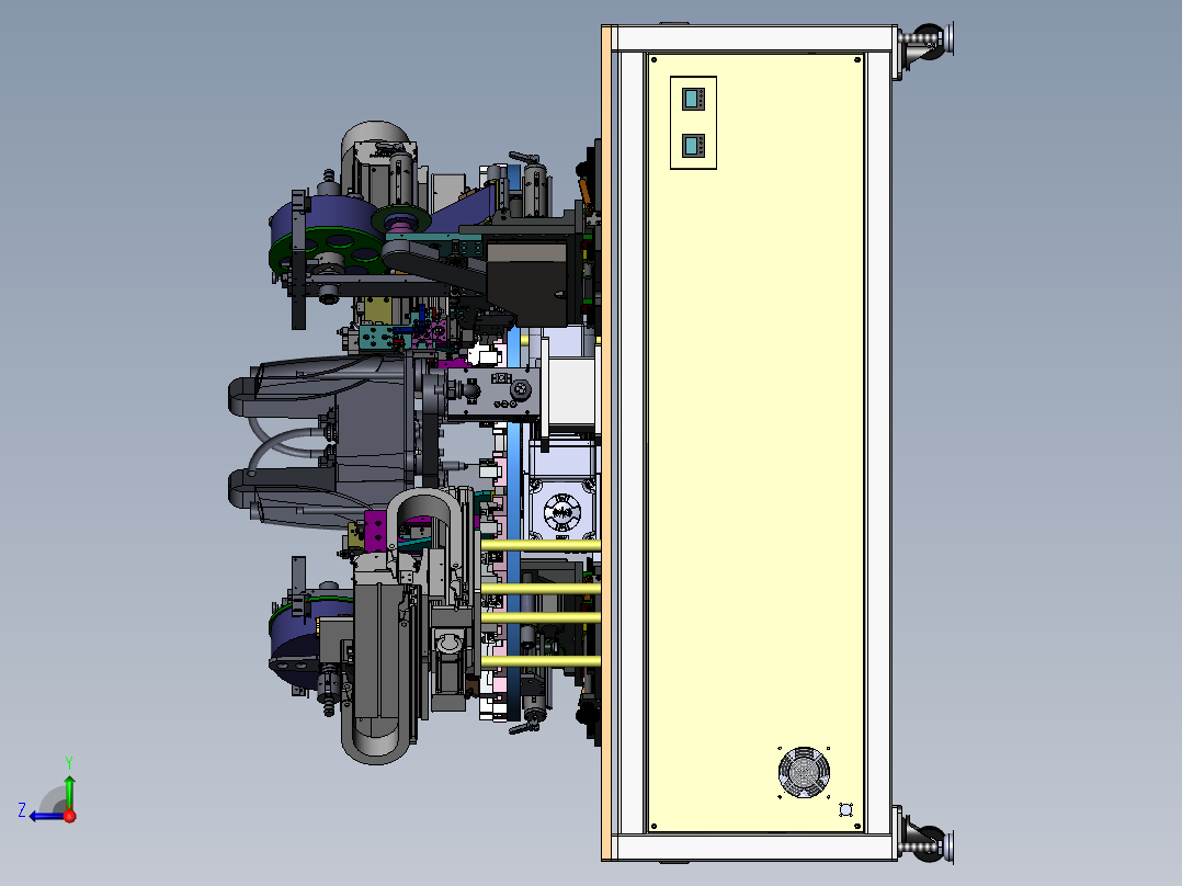 半自动转盘式压力传感器组装贴膜点胶一体机sw20可编辑右视图