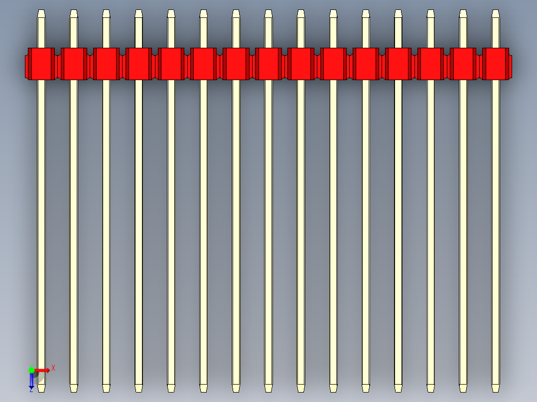 彩色公头100mil（2.54mm）系列-DS1021_red_2x15p_100mil_Type43_rev1.0俯视图