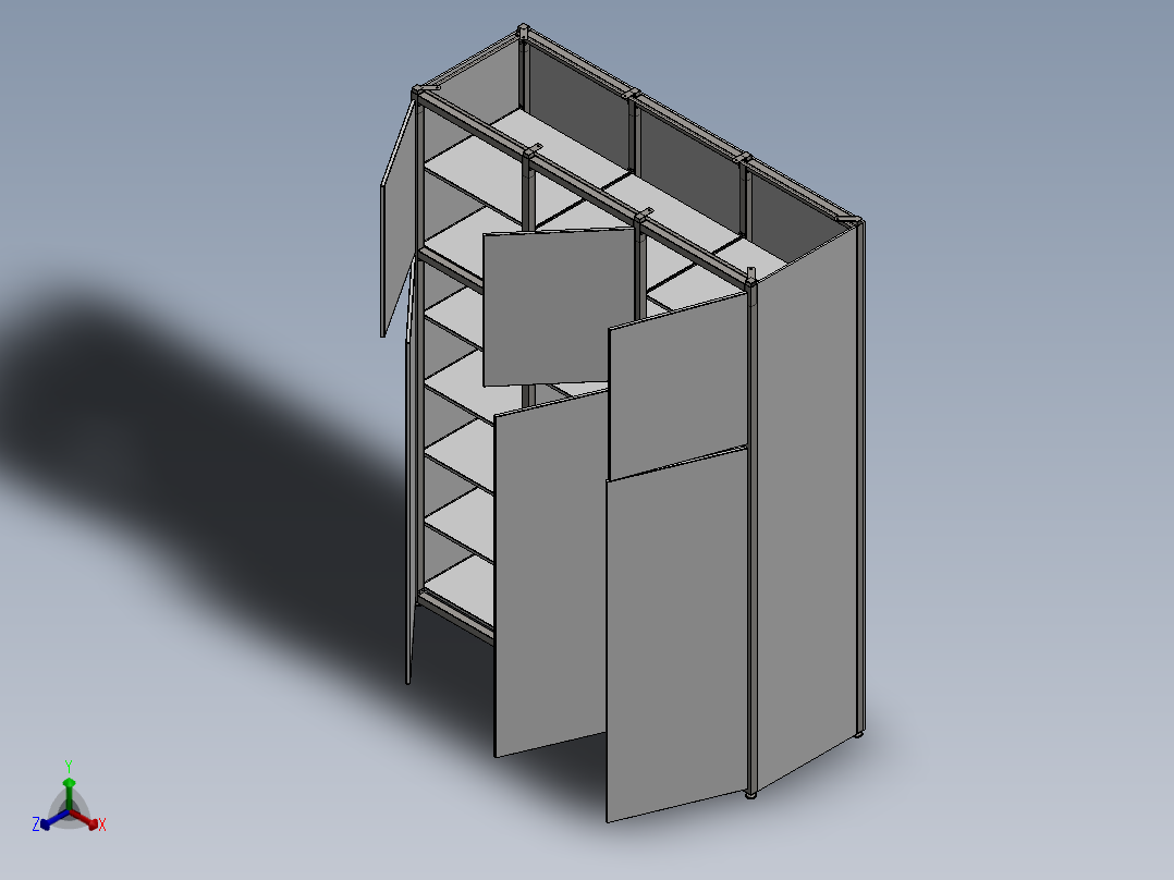 嵌入式衣柜正等轴测图