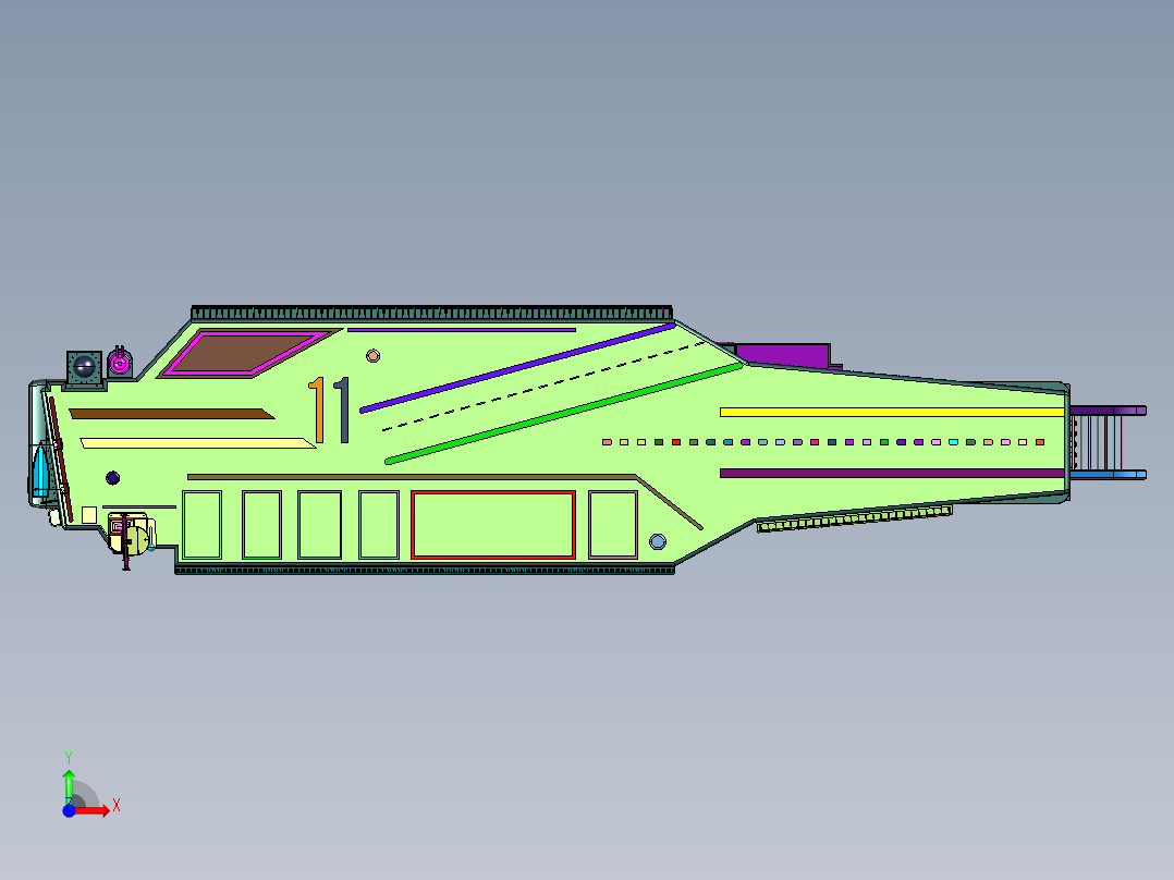 海洋执行作战任务的船只前视图