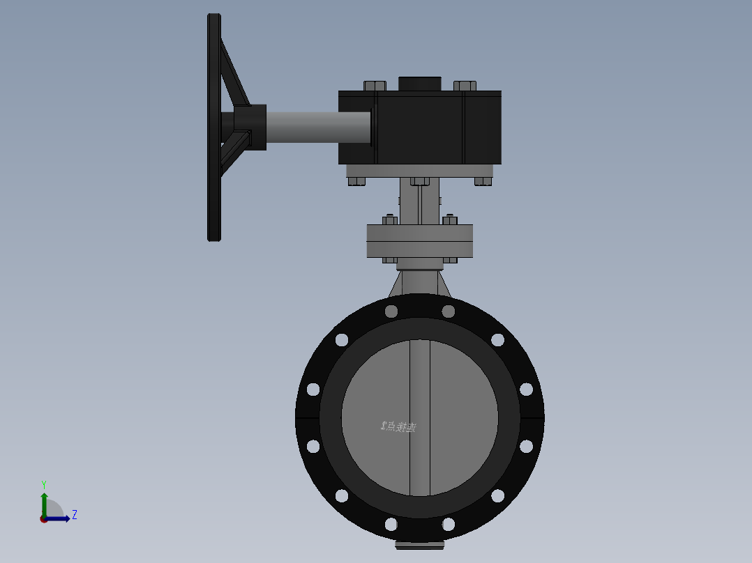 法兰式涡轮蝶阀-铸铁 DN50-DN600左视图