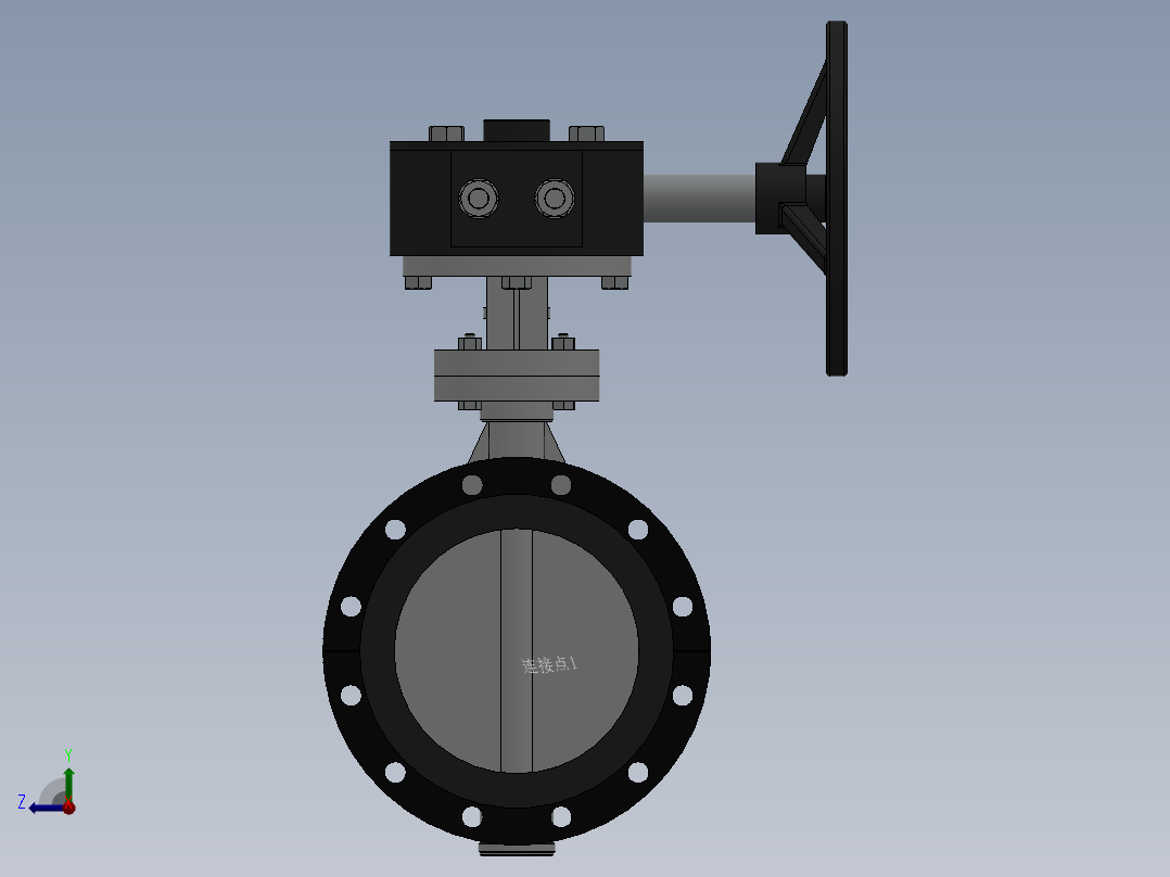 法兰式涡轮蝶阀-铸铁 DN50-DN600右视图