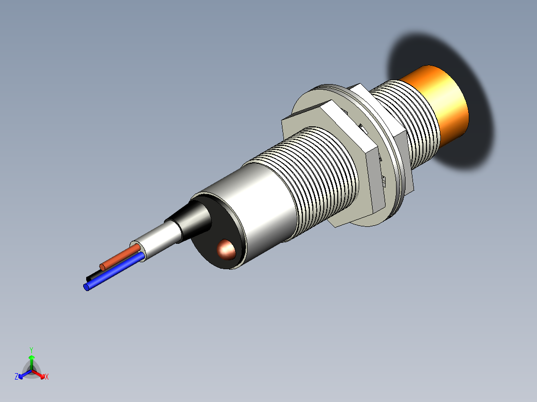 LJ18A3 M18电感式接近传感器正等轴测图