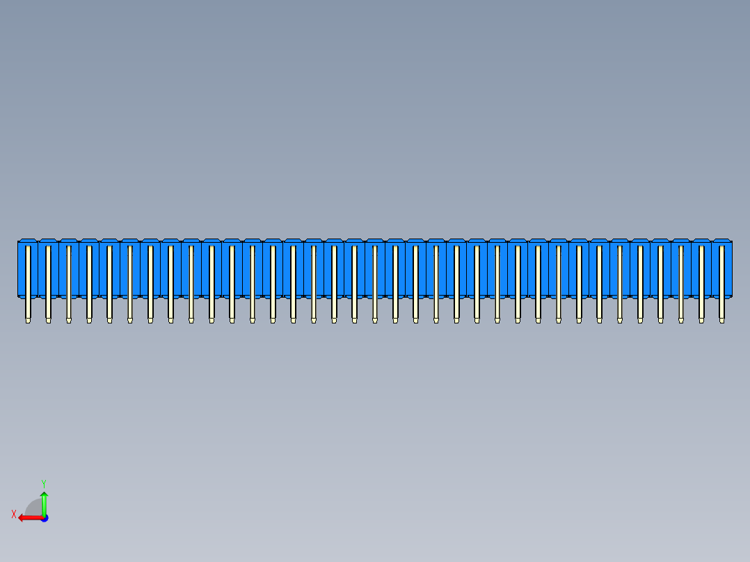 彩色公排针 100mil 2.54mm 系列-DS1022_blue_3x35p_100mil_TypeD_rev1.0后视图