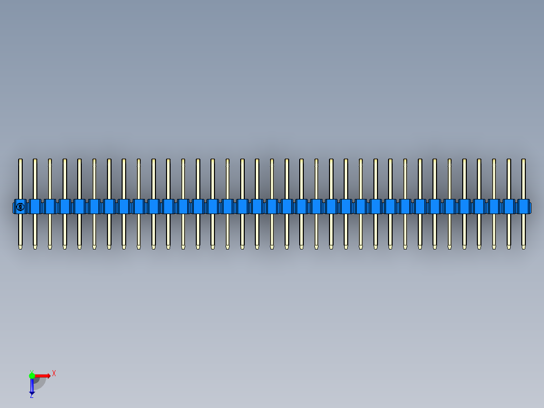 彩色公排针 100mil 2.54mm 系列-DS1022_blue_3x35p_100mil_TypeD_rev1.0俯视图