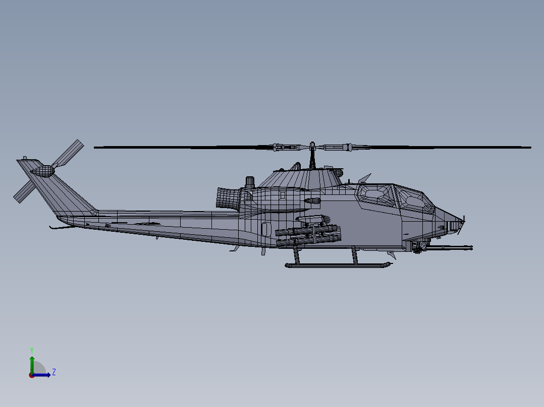 直升飞机 飞机模型设计 (23)左视图