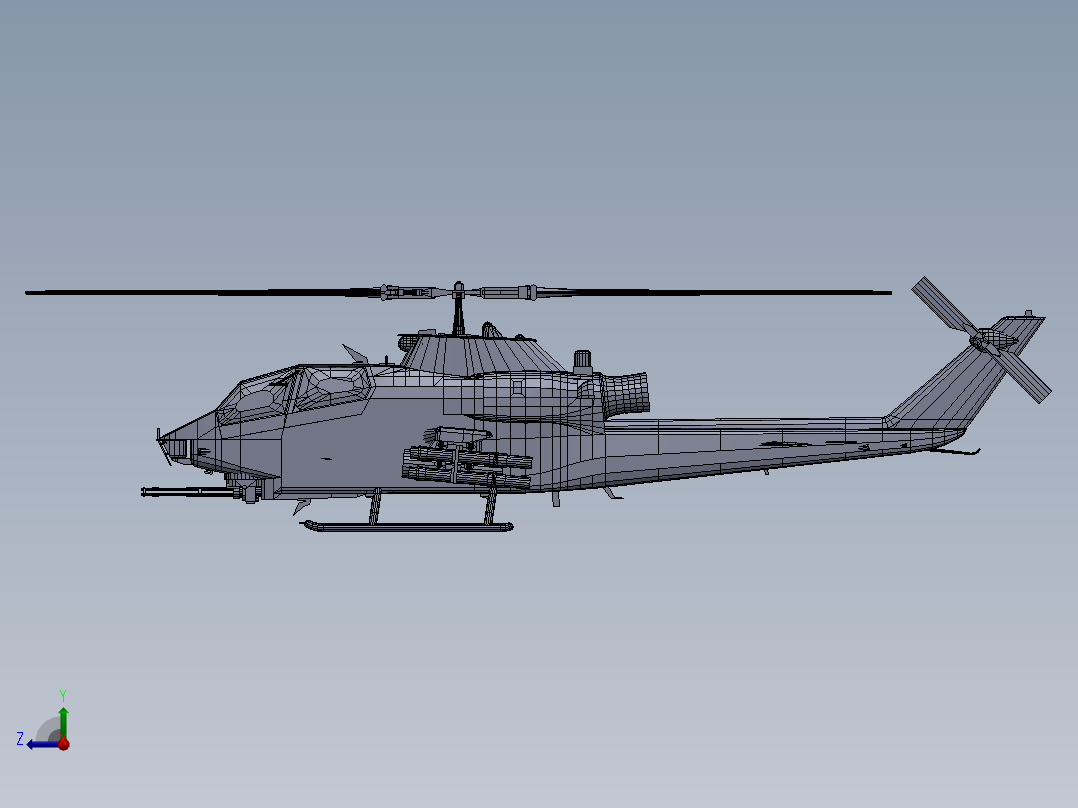 直升飞机 飞机模型设计 (23)右视图