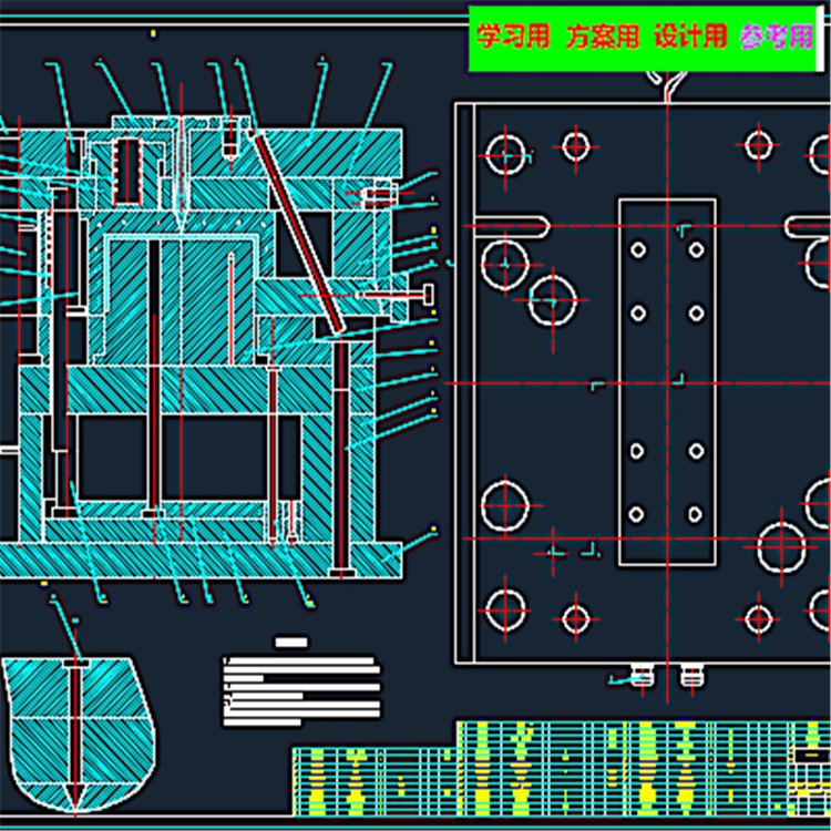 电池盒盖注塑模全套CAD图纸 机械设计CAD图纸DWG图纸2D图纸