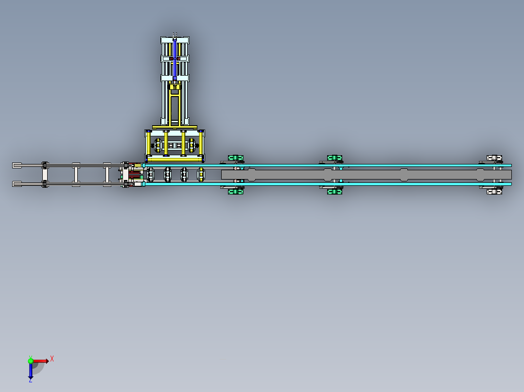 气缸推送式输送机俯视图