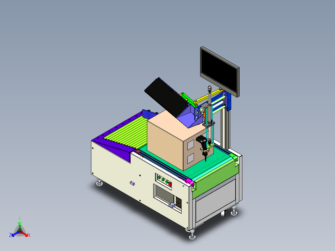 在线自动称重机 3D图 机械设计自动化3D模型参考资料素材正等轴测图