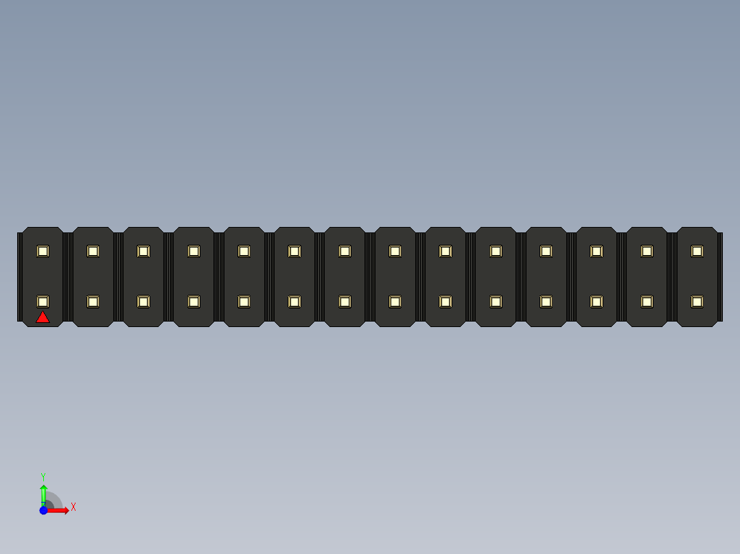彩色公头100mil（2.54mm）系列-DS1021_black_2x14p_100mil_Type1_rev1.0前视图