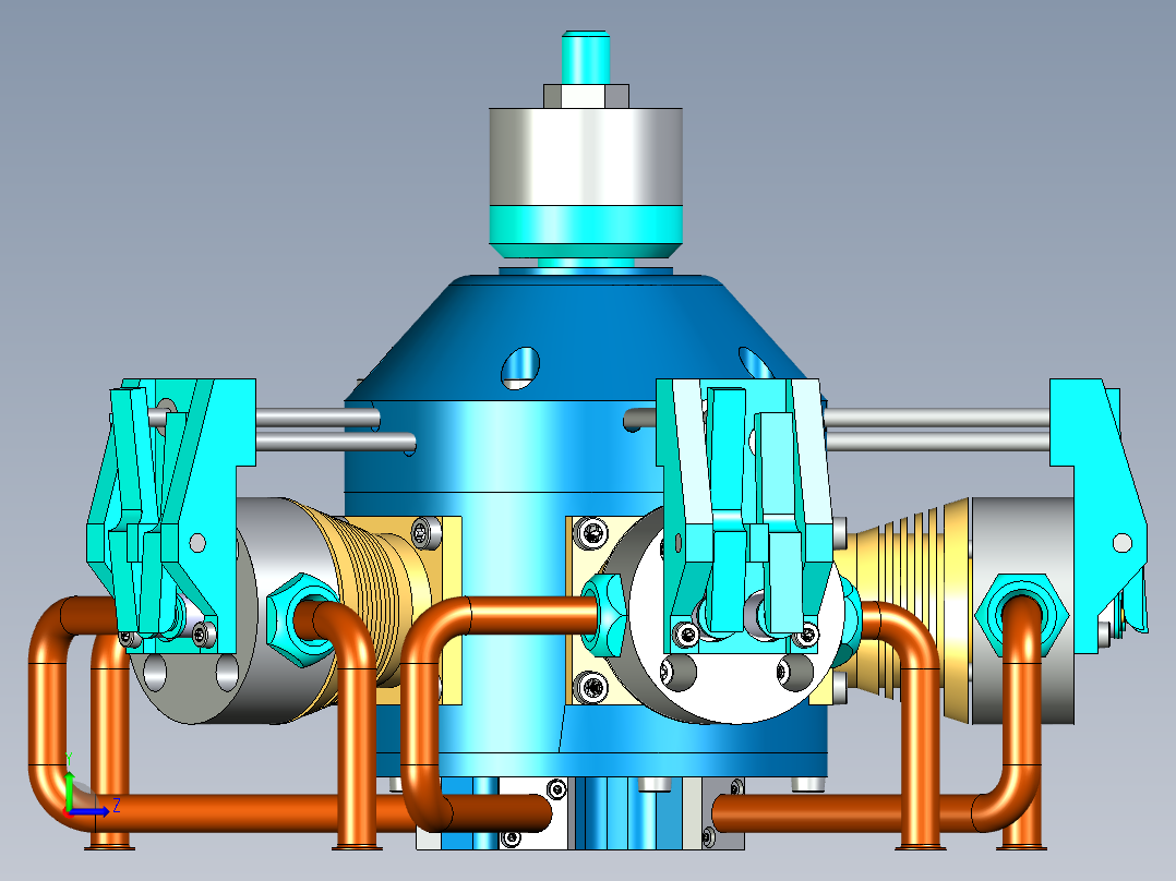 五缸星型飞机发动机左视图