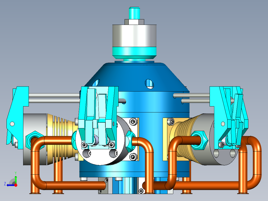 五缸星型飞机发动机右视图