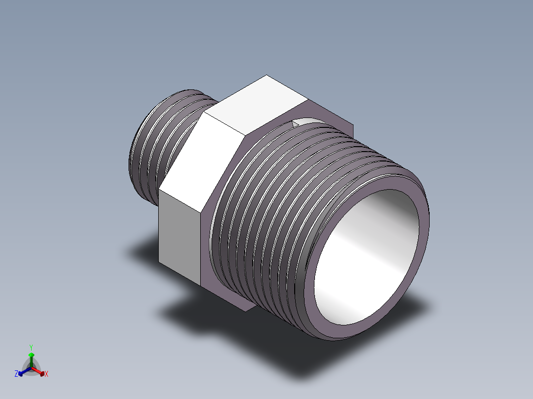 对丝-六角异径 DN20-DN10正等轴测图