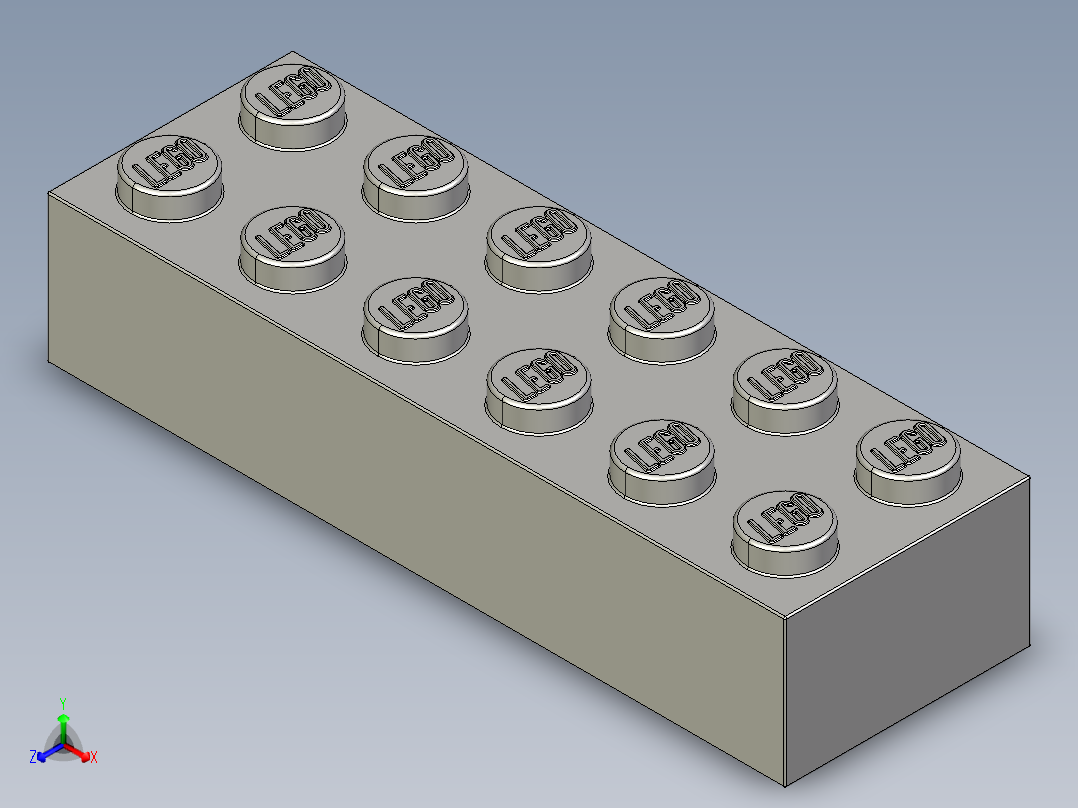 乐高套装 4421基本积木-4211795 - 2456 - 44237 Medium Stone Grey Brick 2 x 6.STEP正等轴测图