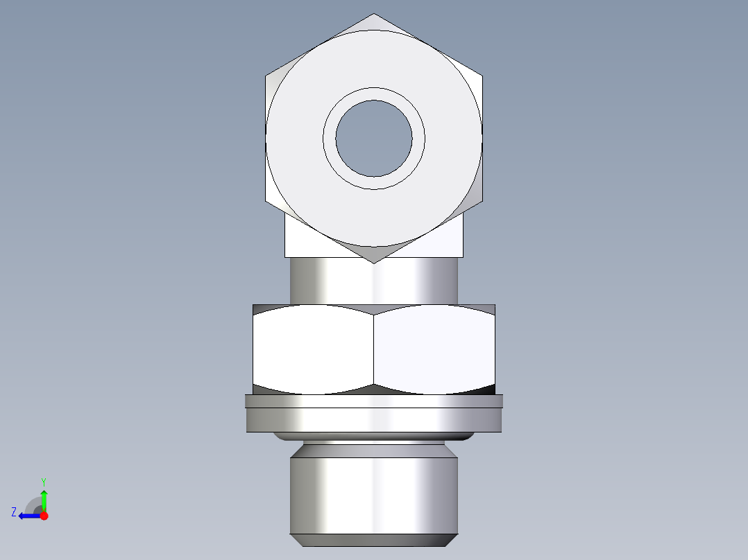 卡套式工业通用硬管接头EO_Adjustable_locknut_branch_tee_TEE08LRCF右视图