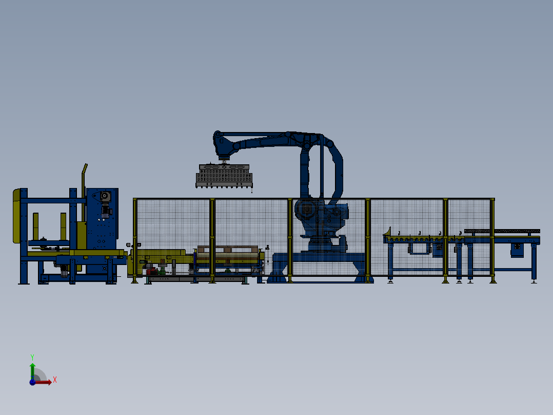 机器人托盘系统托盘抓取机工厂前视图