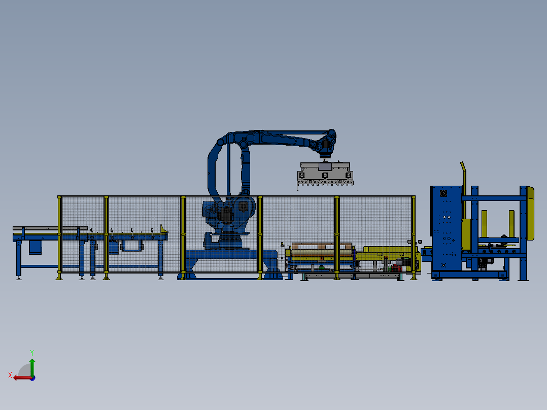 机器人托盘系统托盘抓取机工厂后视图