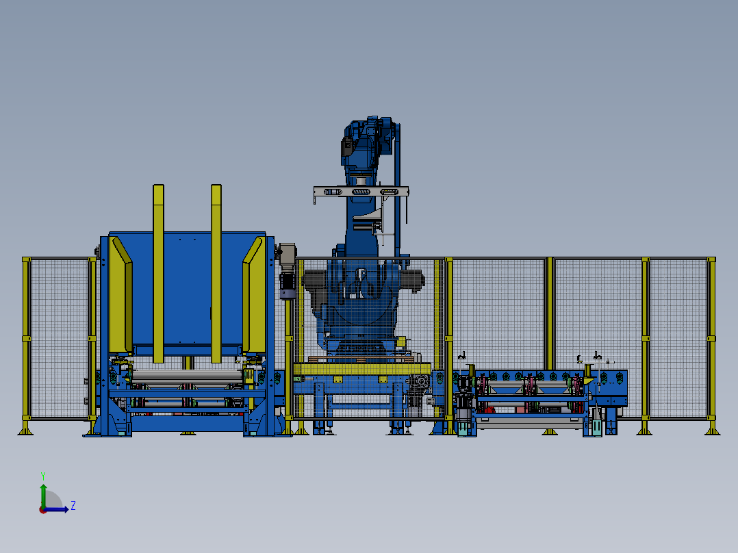 机器人托盘系统托盘抓取机工厂左视图