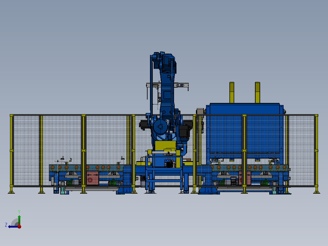机器人托盘系统托盘抓取机工厂右视图