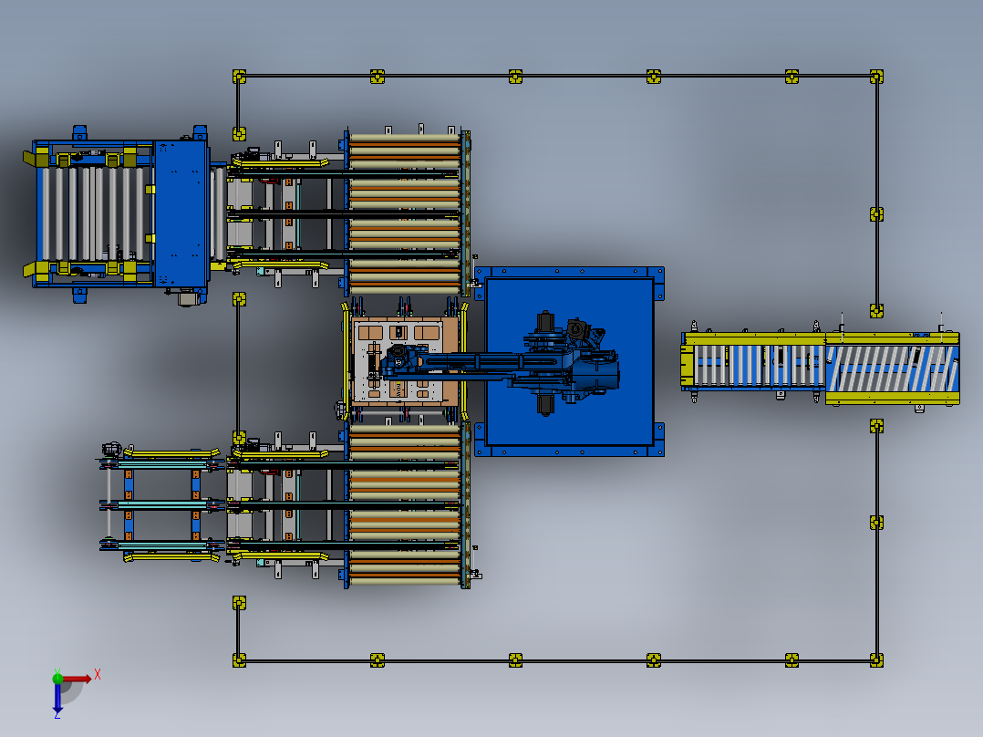 机器人托盘系统托盘抓取机工厂俯视图