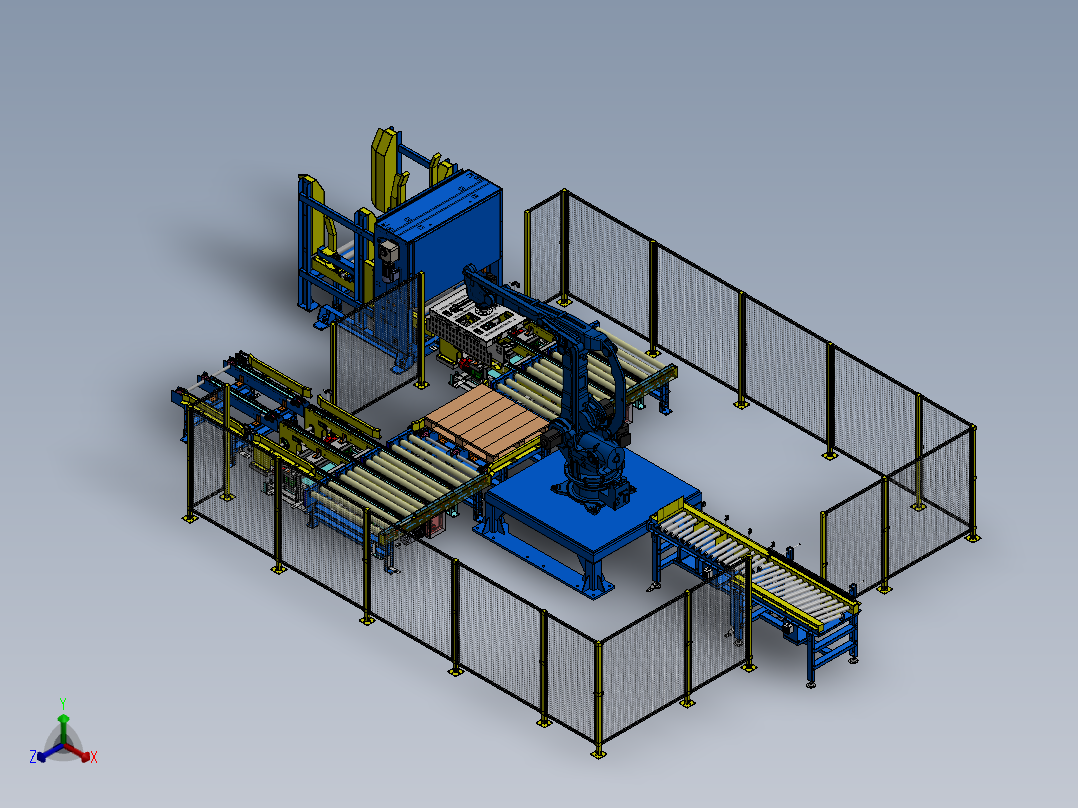 机器人托盘系统托盘抓取机工厂正等轴测图